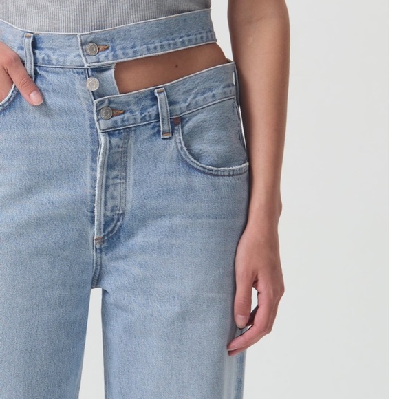 AGOLDE Broken Waistband Jean Organic Cotton Sideline Light Blue Wash 28 - Picture 4 of 9